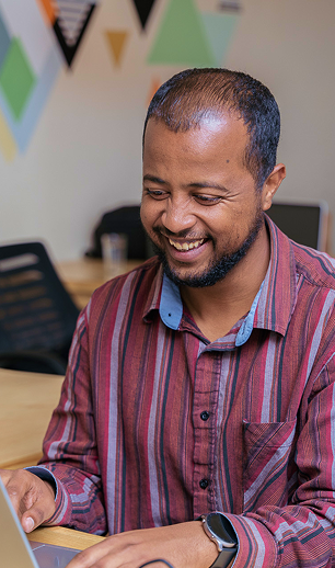 Students working with AI technology